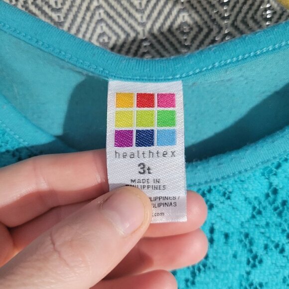 Healthtex Girl's Blue Lace Top With Multicolored Floral Bottom Dress Size 3t - Picture 6 of 10